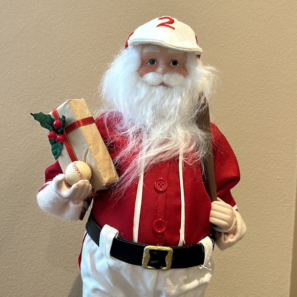 Santa Claus Ready For Baseball With Bag And Gift  Figurine New Christmas Decor - Picture 4 of 6